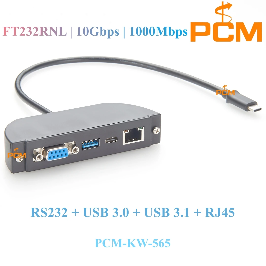

Type c docking station cable male female connector with 10Gbps USB3.0, USB3.1 C, RJ45 1000Mbps, DB9 RS232 Serial Port Hub