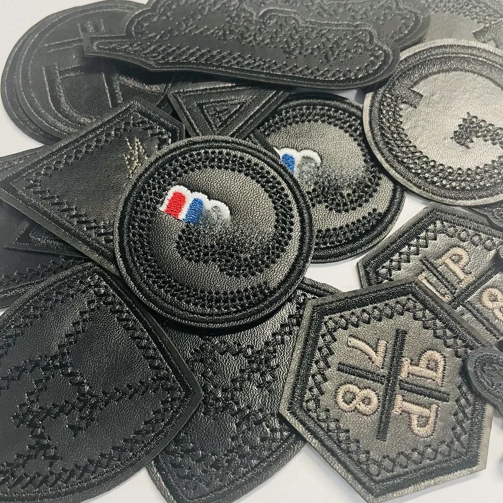 Patchs brodés en PU noir, 5 pièces, autocollant thermoadhésif personnalisé pour vêtements, veste en cuir, manteau, Patch Punk Apliques