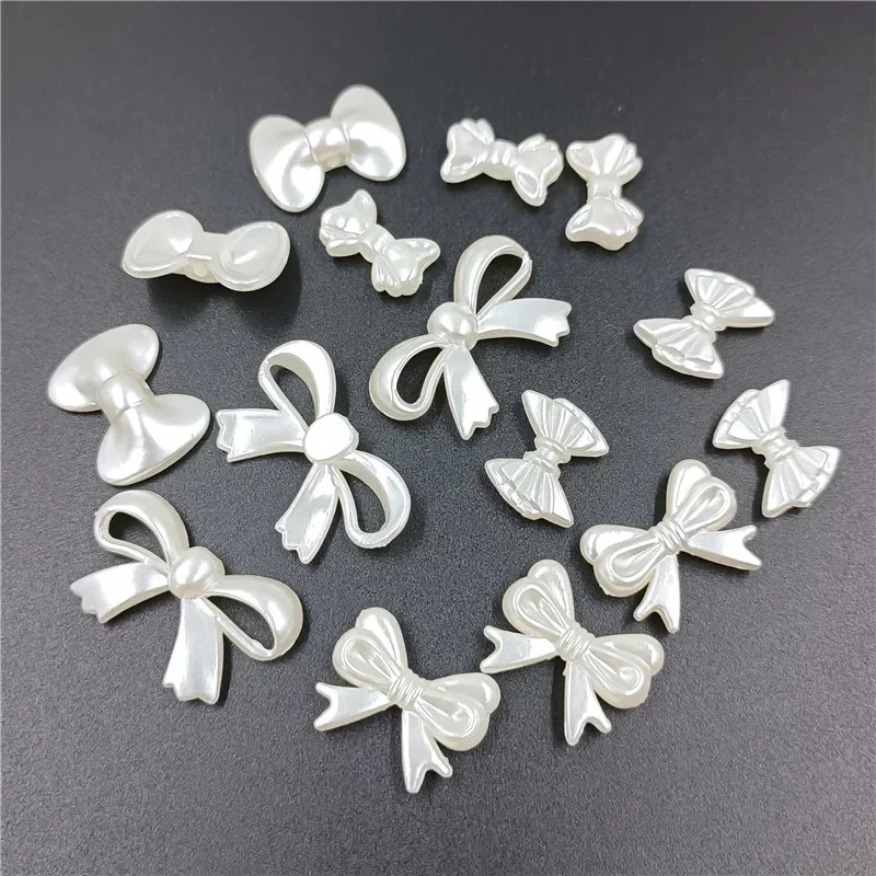 20 stücke Acryl abs Nachahmung Perle Perle mit Loch kleines Band Bogen Material DIY Ohrringe