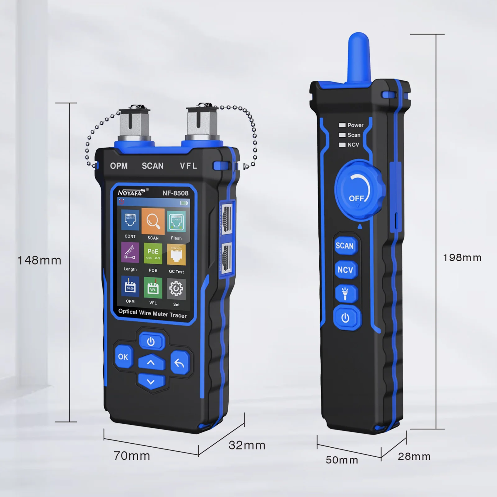 Imagem -04 - Noyafa-rede Cabo Tester Optical Wire Meter Tracer Digital Recarregável Line Finder Poe Checker Lcd Nf8508