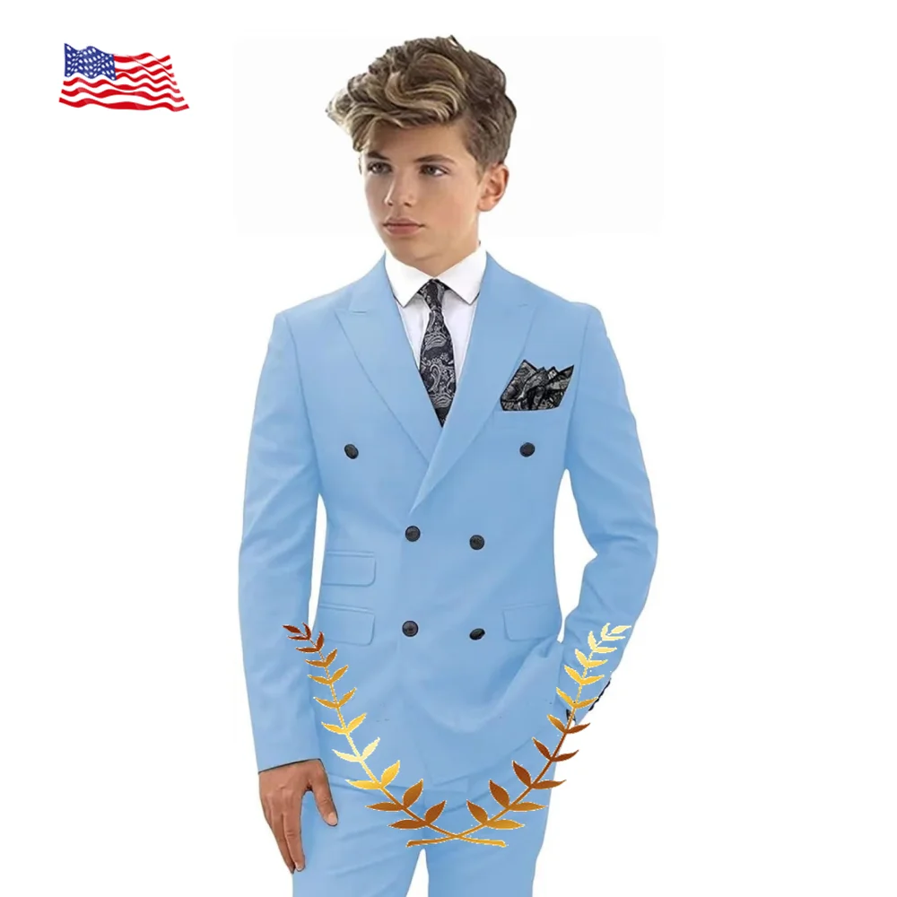 

Boys Formal Dress Suit 2 Pieces Double Breasted Slim Fit Kids Tuxedo Children Wedding Outfit