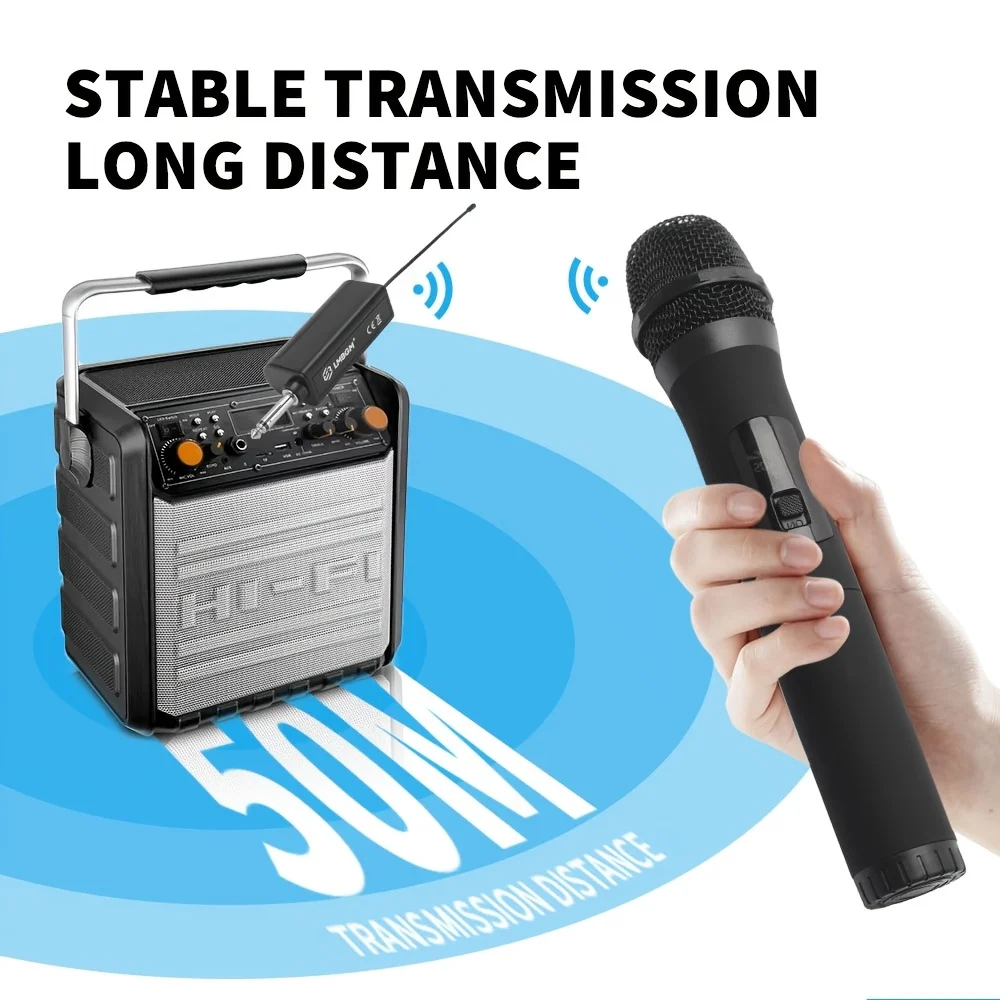 LMBGM-W2 Wireless Universal Dynamic Microphone Plug and Play 2 Channel Handheld Mic for Party Karaoke Conference Performance