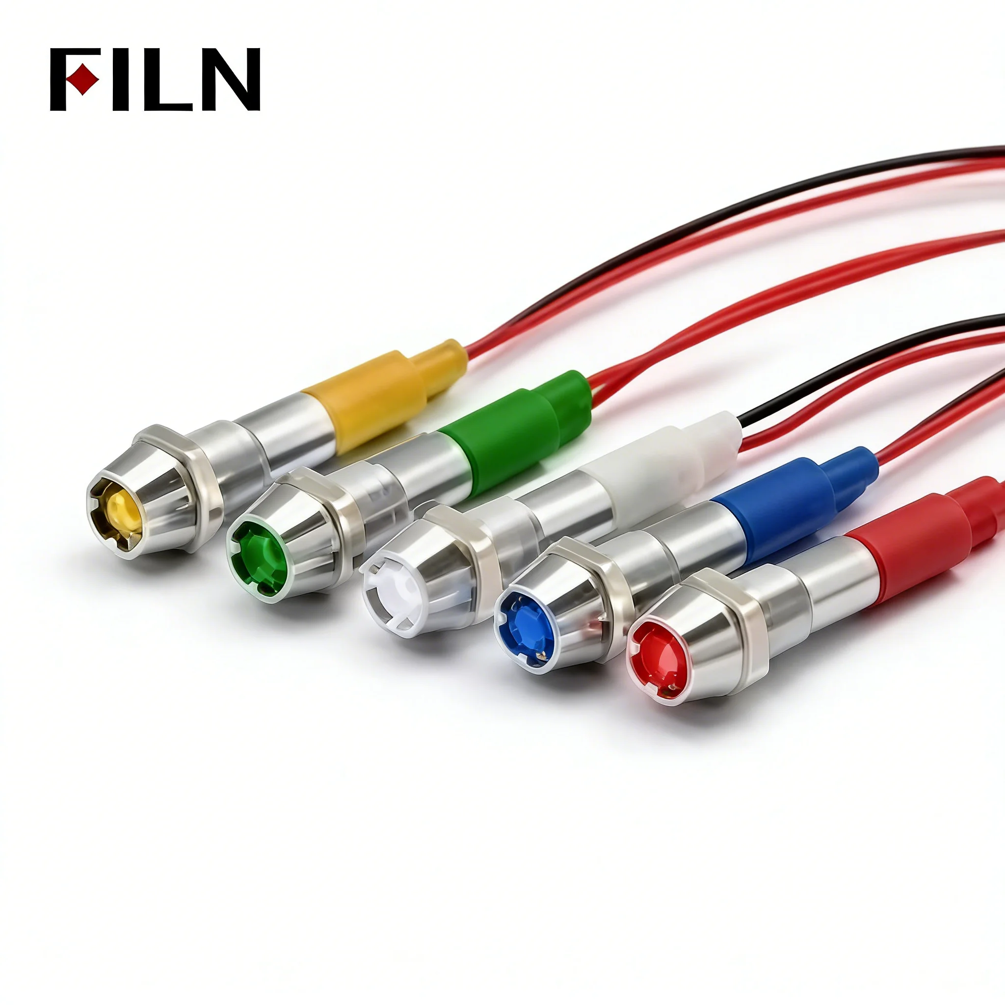 6mm panel lamp red yellow blue green white 12v 220v 24v led warning metal indicator light with 20cm cable