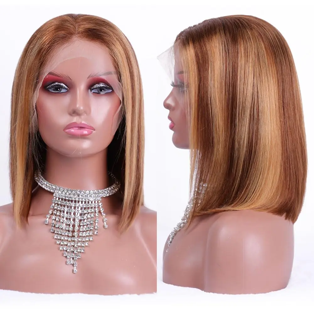 Bob Lace Front Wigs Straight Bob Wig Human Hair Ombre Bob Wigs 4/27 13x4 Frontal Bob Wigs Pre Plucked For Women