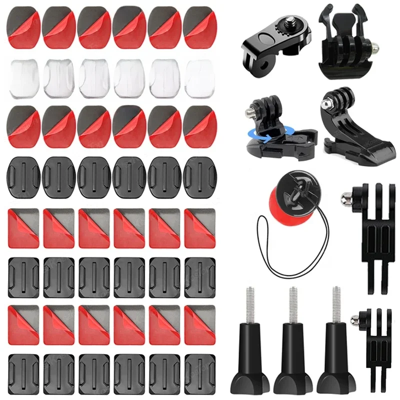 Supports adhésifs pour accessoires GoPro, autocollants plats incurvés, tampons collants pour casque Go Pro Insta 360 X5 X4 DJI Action 6 5 caméra