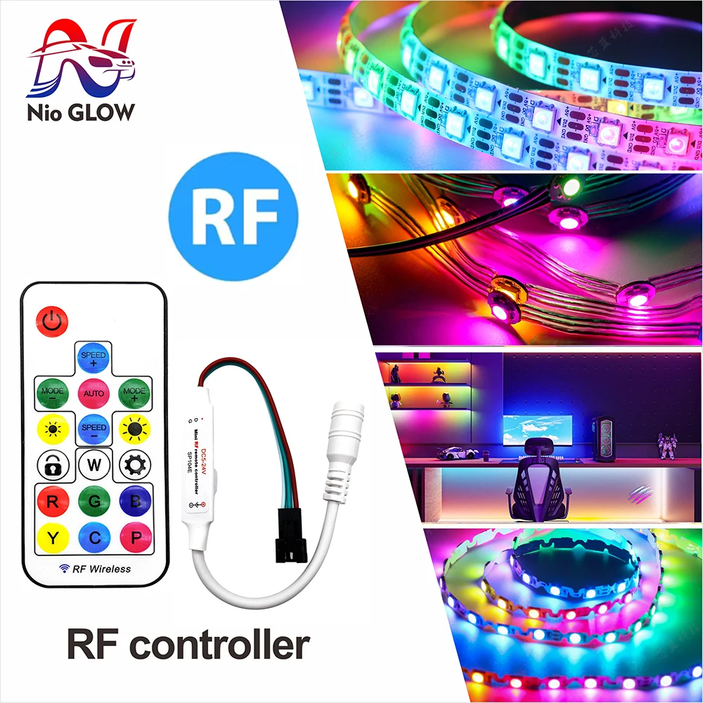 RF Mini Strip Remote Control LED Pixel Strip Controller 14/17/21 Key USB DC5-24V WS2811/2812/2813/2815 Simple Controller RGB LED