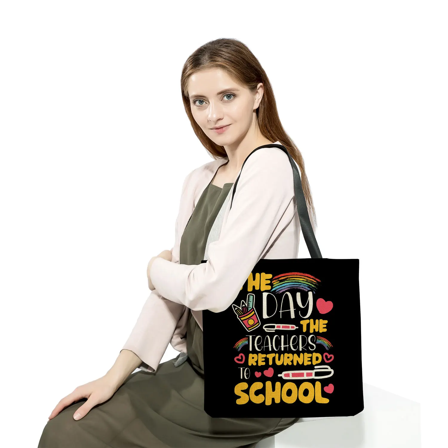 Customizable Bag School Teacher Gift Handbags For Women Outdoor High Capacity Portable Women Shoulder Bag Eco Friendly Beach Bag