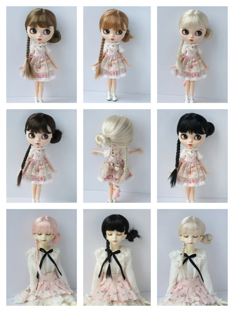 

JD838 новейший модный стиль BJD синтетический мохеровый парик костюм YOSD MSD SD Blythe Кукла волосы оптом 1/6 1/4 1/3 дешевые аксессуары