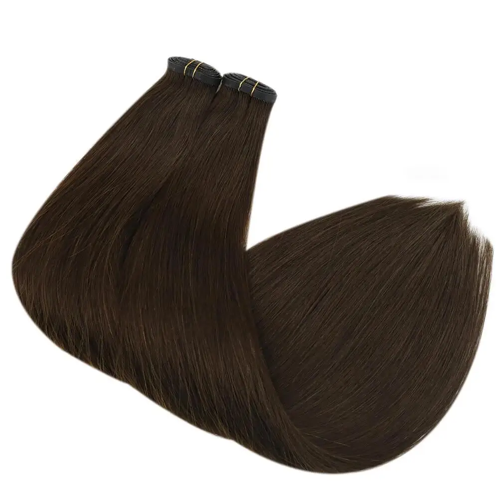 LaaVoo Extensão de cabelo de trama de seda plana invisível 100% cabelo humano real liso natural 14-24 polegadas 50 g/pçs virgem costura sem costura