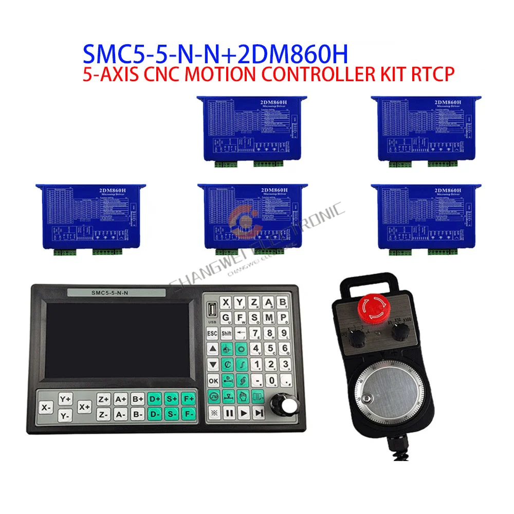 

SMC5-5-N-N 5 осевой ЧПУ комплект системы управления движением 2DM860H Драйвер шагового двигателя ЧПУ контроль ler Nema34 система управления двигателем + MPG