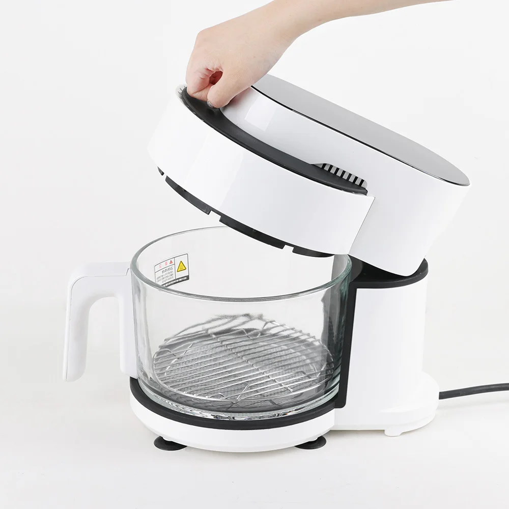 مقالي هواء فنية للمطبخ ، سلة زجاجية ، غسيل منفصل ، أبيض ، 3.5 لتر