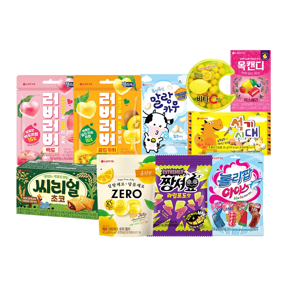 Lotte Well Food Candy Mixed 10 kinds Gift Set Malang Cau Zer Truse Jelitius Neck Candy heart Gelly Raleigh pop Vita C Box stone age seed