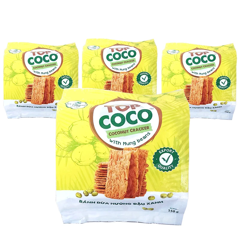 Top Coco Coconut Crackers Mung beans Flavor 150g x 4 Bundles