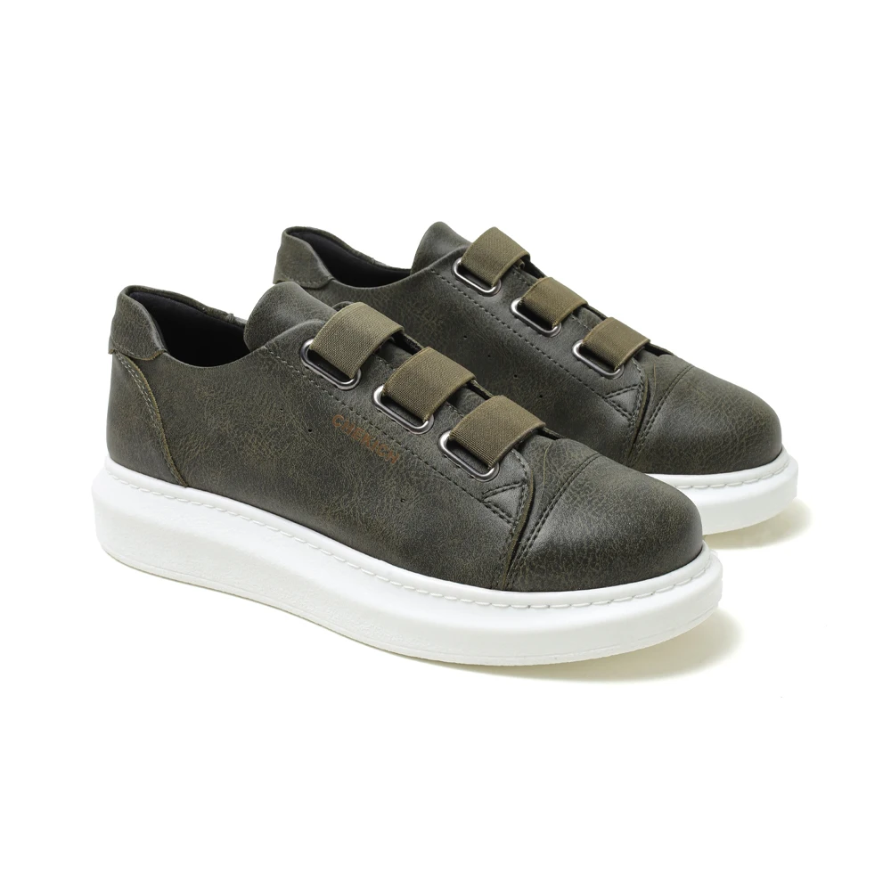 CHEKICH Original Brand Khaki 2024 Men's Sports Shoes for Summer High-soled Elastic band Artificial leather Sneakers CH0253