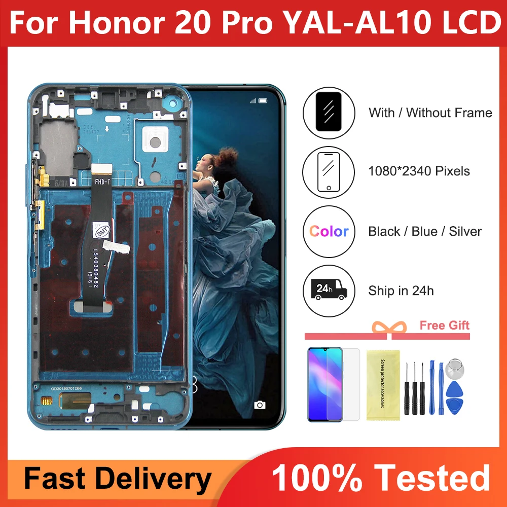 6.26\'\' Display Replacement For Honor 20 Pro LCD Touch Screen Digitizer Assembly With Frame YAL-AL10 YAL-L41 LCD