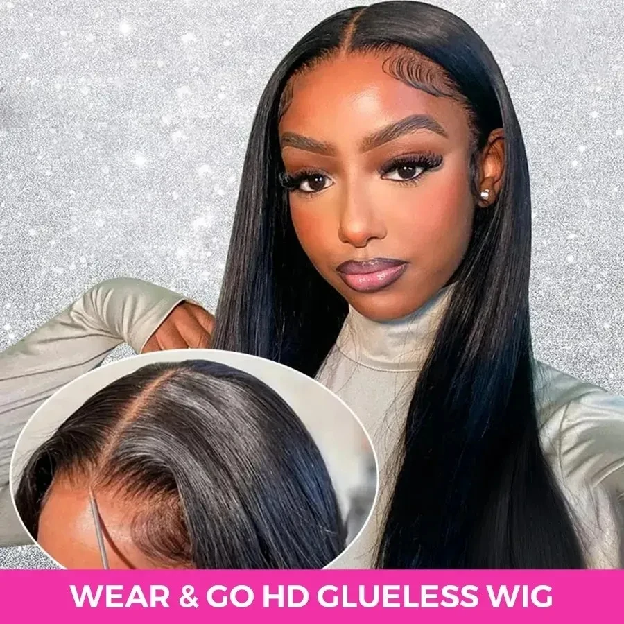 Put On And Go 6x4 Glueless Wigs Human Hair Pre Plucked Pre Cut Straight Lace Front Wigs Human Hair For Women Hd Lace Frontal