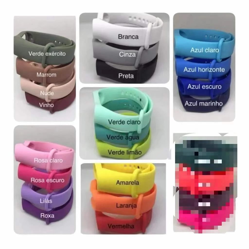 Silicone TPU Xiaomi Mi Band, Pulseira colorida, Mi Band 3, Mi 4, Mi Band 5, Mi Band 6