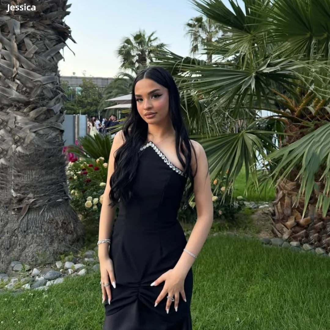 

Jessica Black four-sided Stretch Evening Dresses Handmade Beads Prom Dresses Sexy Off-shoulder Party Dresses Customized