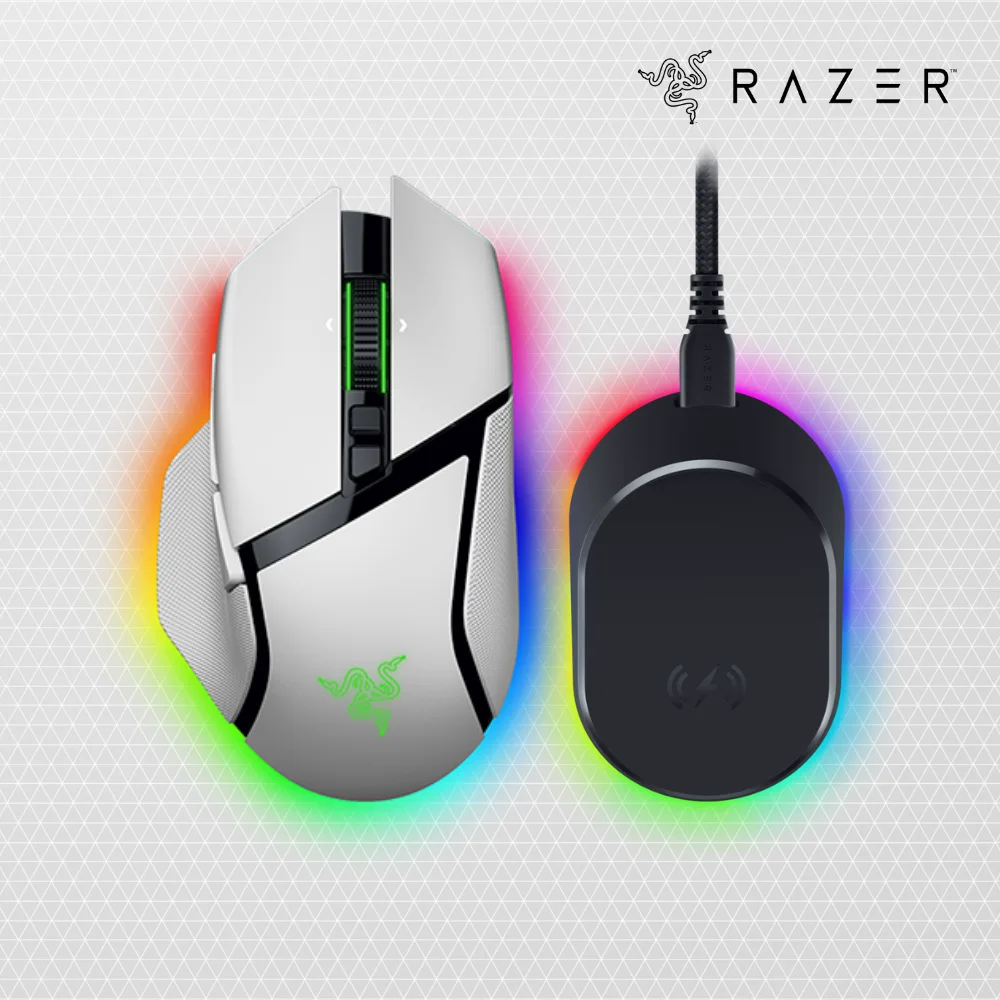 Razer Korea Basilisk V3 Pro 35K White Gaming Wireless mouse Wireless Charging Pack Razer Basilisk V3 Pro 35K White