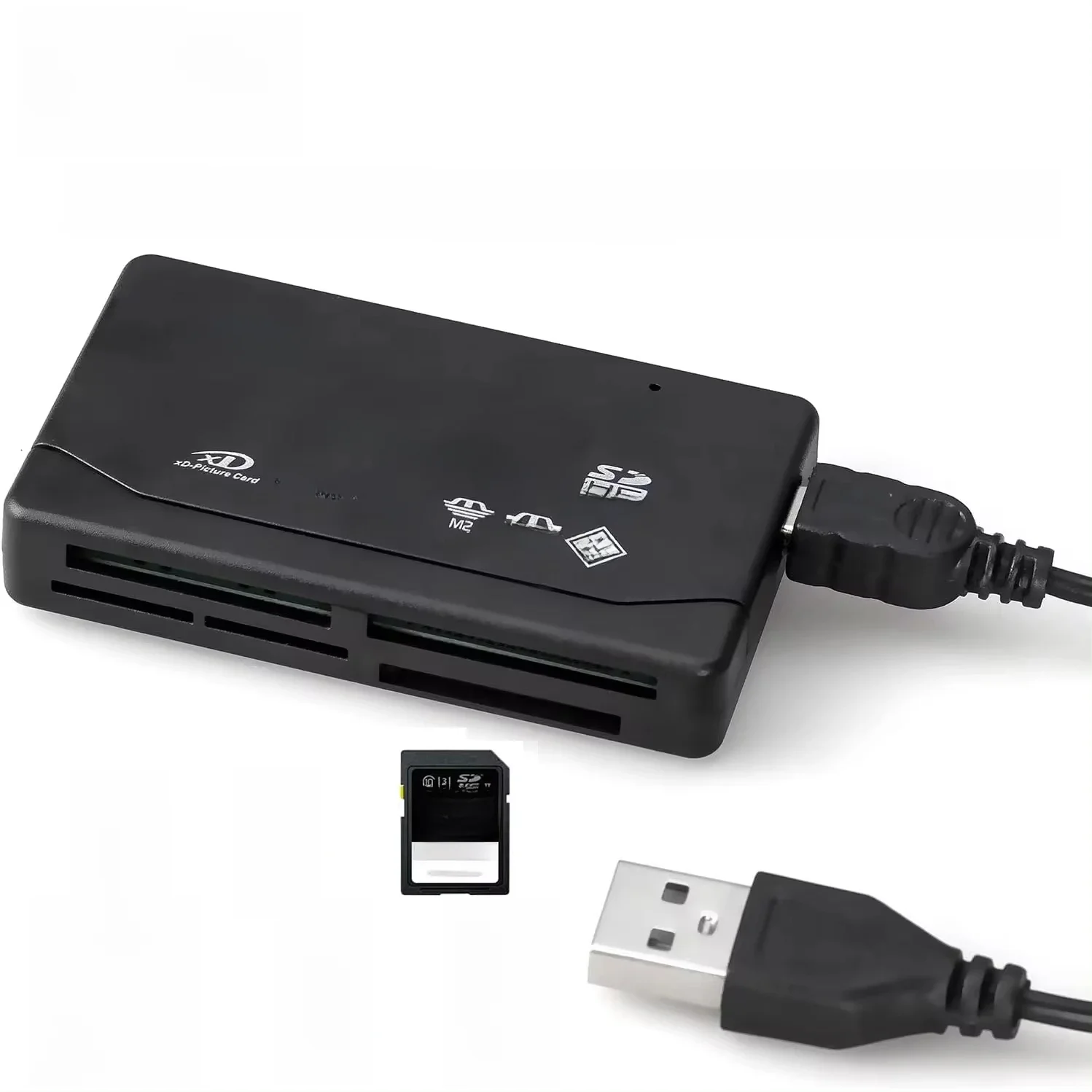 Leitor de cartão de memória externo para câmera digital MP3, 480Mbps, tudo em um, USB 2.0, SD, SDHC,