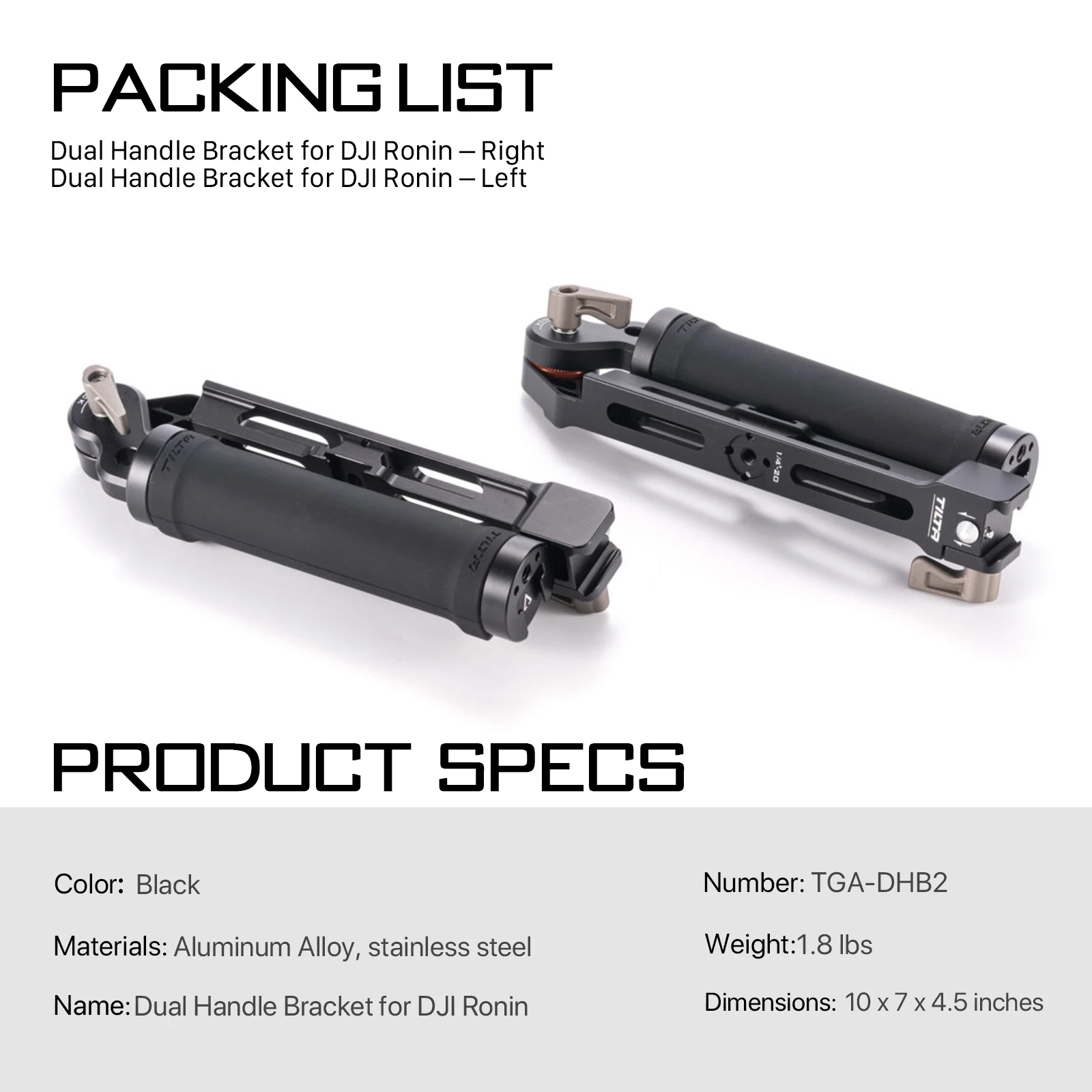 TILTA TGA-DHB2 Dual Handle Bracket for DJI Ronin RS2 / RS3 pro