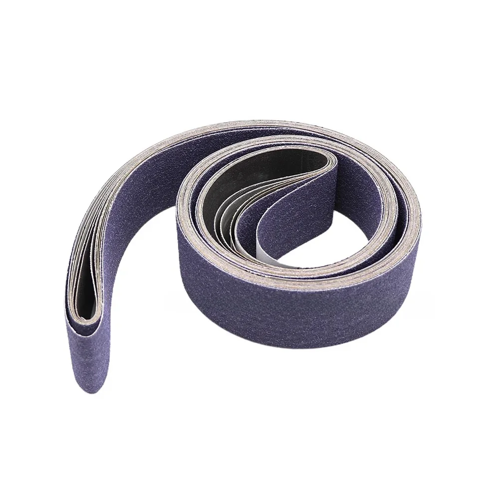 5 sztuk 2100*50mm fioletowe pasy szlifierskie 80-400 grys ceramiczne pasy szlifierskie z tlenku glinu do metalu polerowanie stali nierdzewnej szlifowanie — zdjęcie 2