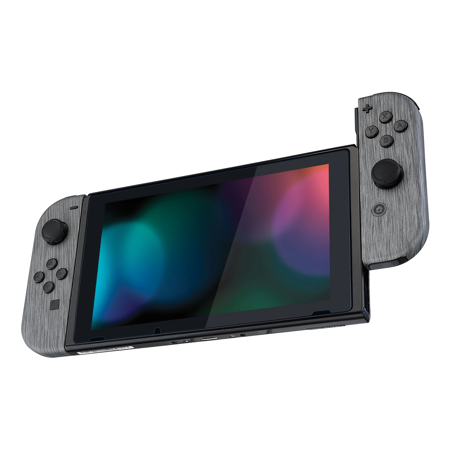 غطاء غطاء غلاف منقوش بملمس ناعم ، مجموعة أزرار كاملة لمفتاح NS ، JoyCon ، الفضة المصقولة OLED