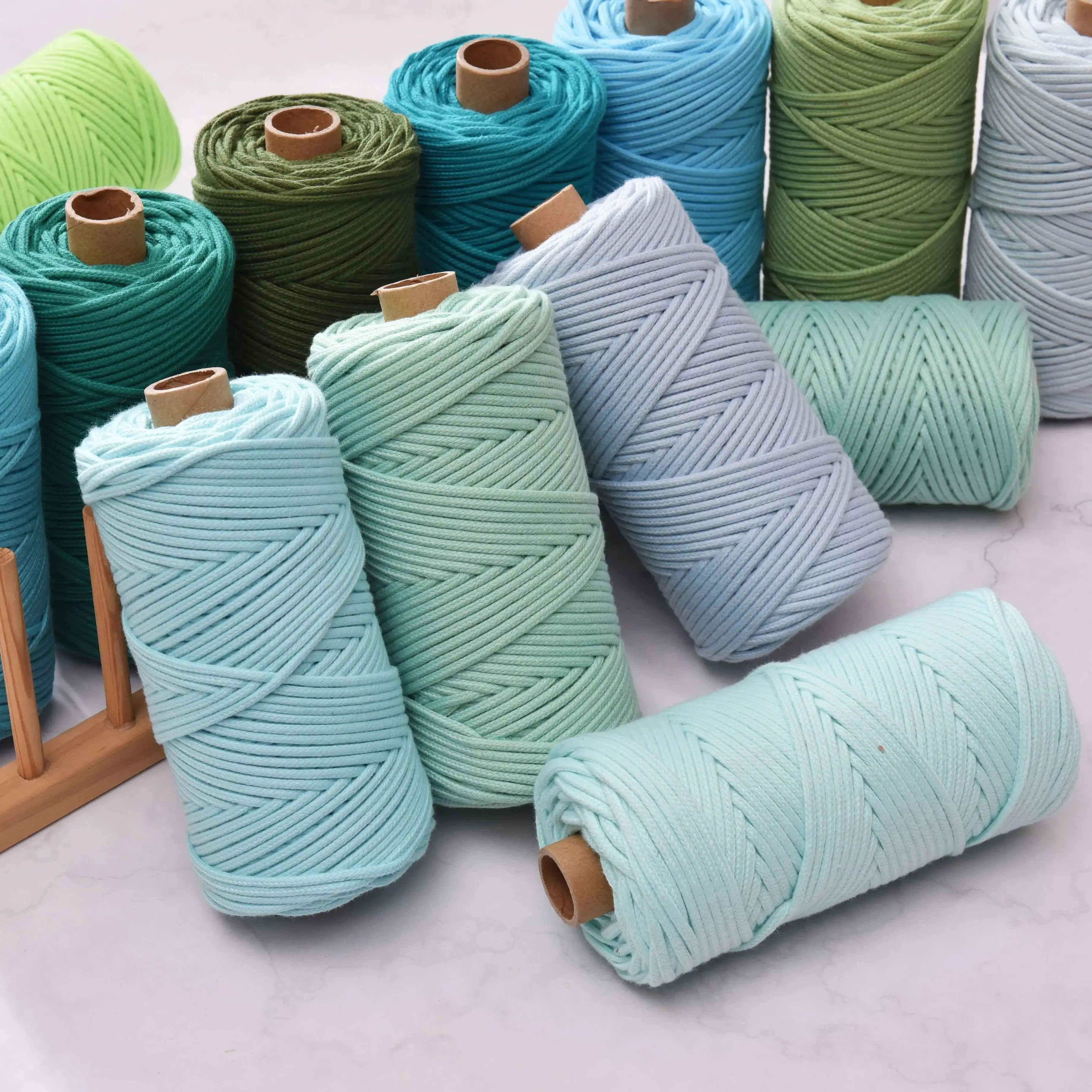 KNOTITUDE 3mm Poly Cotton Braided Macrame Cord 90Yards Hand Knitting Cord, Crocheting Bag Cord for DIY Crafts,Plant Hangers,