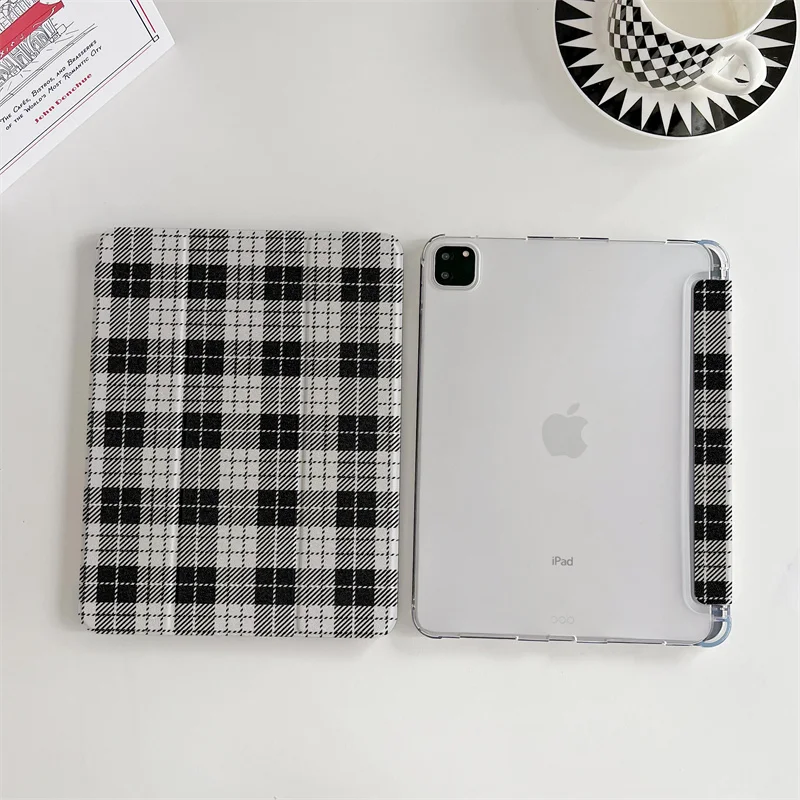 Korean Plaid Case For Apple iPad Air 2024 11 inch Air5/4 10.9 iPad 10/5/6/7/8/9 9.7 Air 3 10.2/10.5\'\' mini 6/5/4 Gen Cute Cases