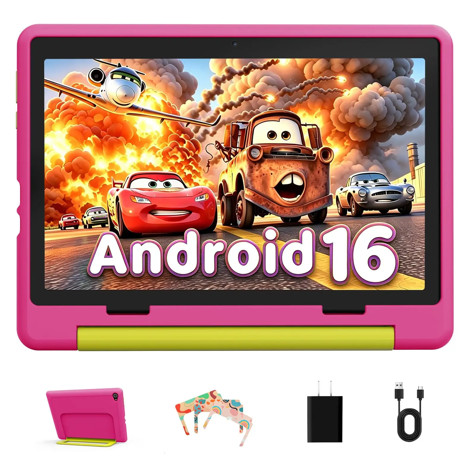BUFO KB1028 Android 16 children's tablet, 24(4+20)GB + 64GB , specially designed for young children, 6000mAh battery, supports parental control and child mode, certified by GMS, 10-inch children's tablet with protective case, dual cameras, excelle