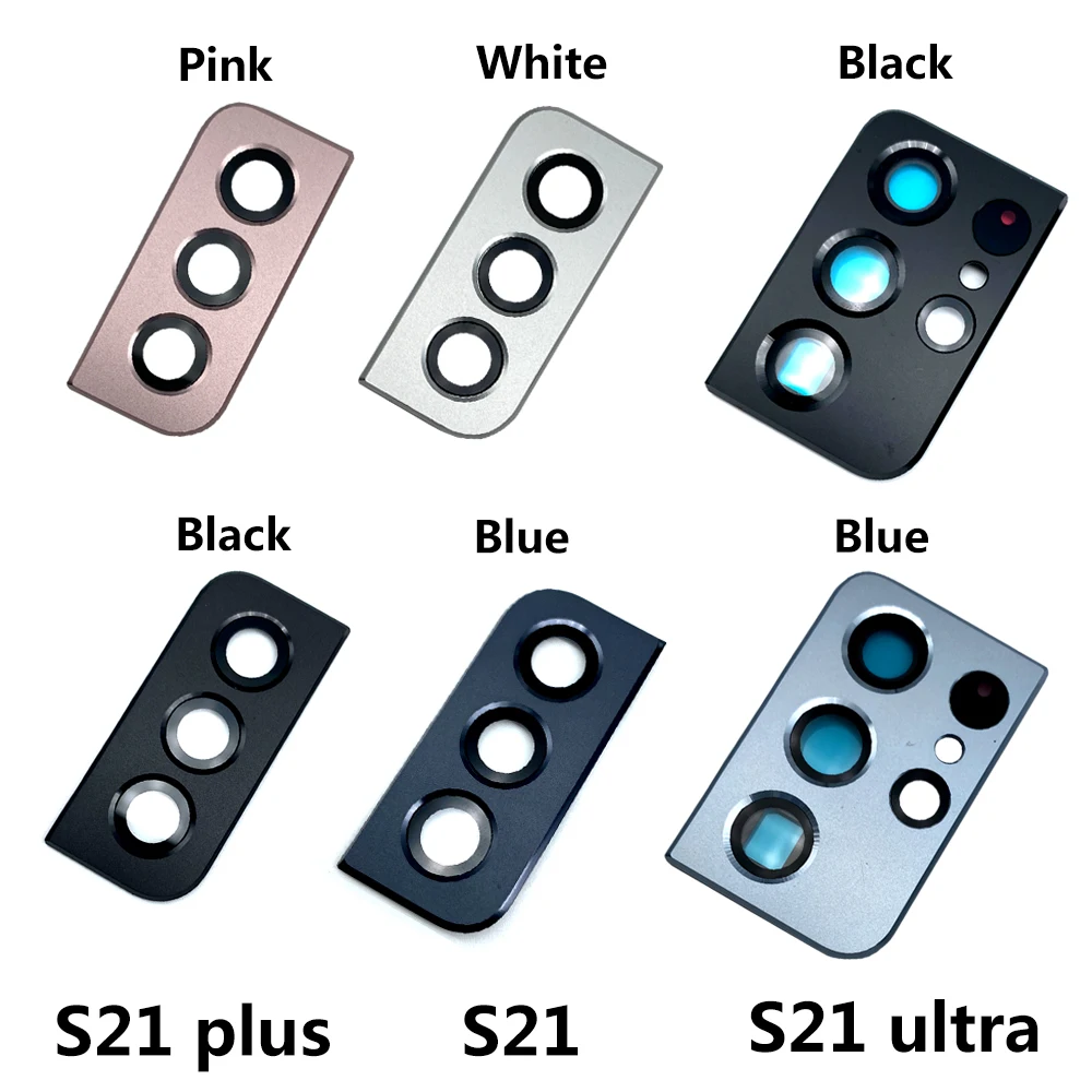 10 Buah, untuk Samsung S21 Plus S21 Ultra G988B S21 G991B Penutup Lensa Kaca Kamera Belakang dengan Pengganti Dudukan Bingkai