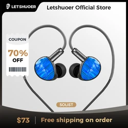 LETSHUOER-Silicone Fused Kevlar Dinâmico Driver IEM Headphones, Dual Pin OCC, 2.5mm Cabo Equilibrado, 4.4mm Adaptador