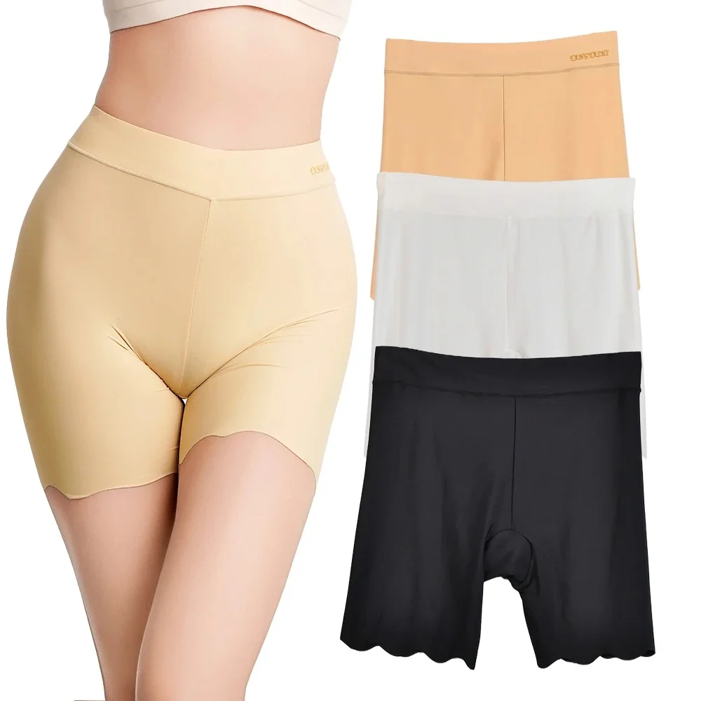 2szt Bezszwowe spodenki ochronne Womens Ice Silk Summer Anti Rub Underwear Bokserki pod spódnicą Majtki Duży rozmiar Krótkie legginsy 40-100kg — zdjęcie 2