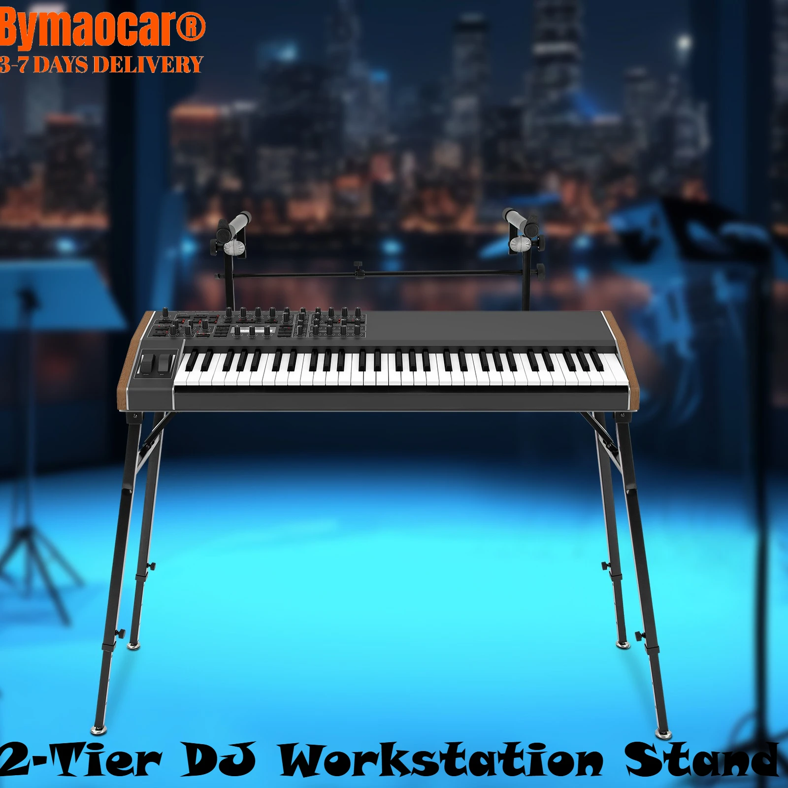 

2-Tier DJ Workstation Stand, Foldable Detachable Keyboard Digital Piano Rack Mount Platform for Mixer Controller Stage Equipment