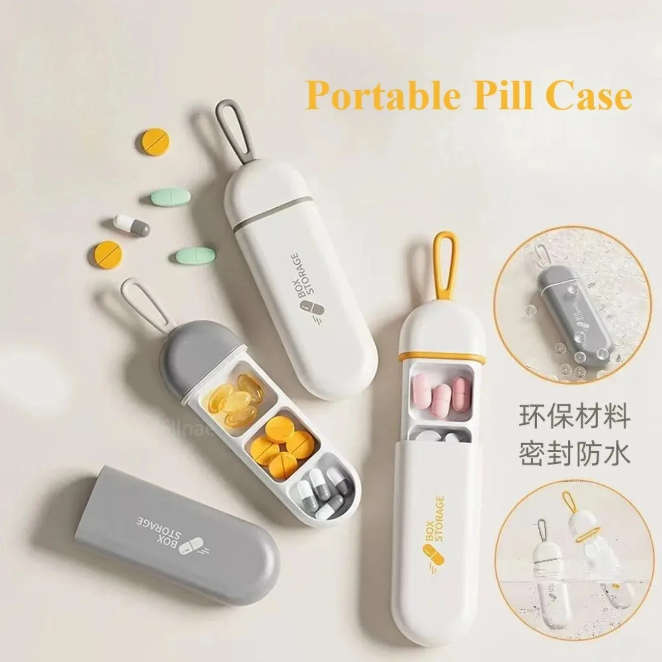 

Colorful 3-Compartment Pill Organizer – Portable Medicine Case for Vitamins, Pills & Supplements, Travel-Sized