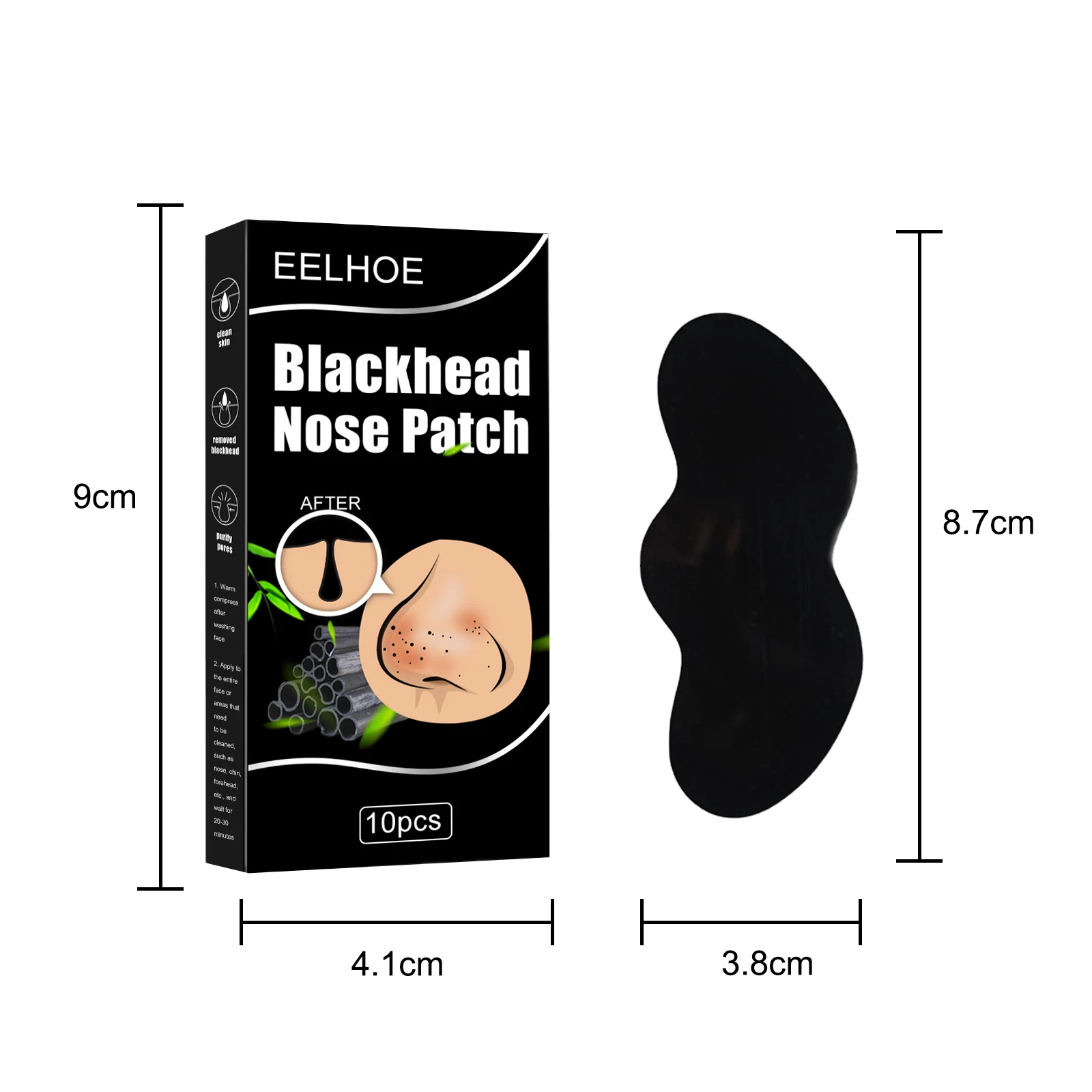 Eelhoe Bamboo Charcoal Blackhead Nose Patch Mild Acne Removal Blackhead Cleaning Pores Adsorption Oil Dirt Nose Mask Nose Patch