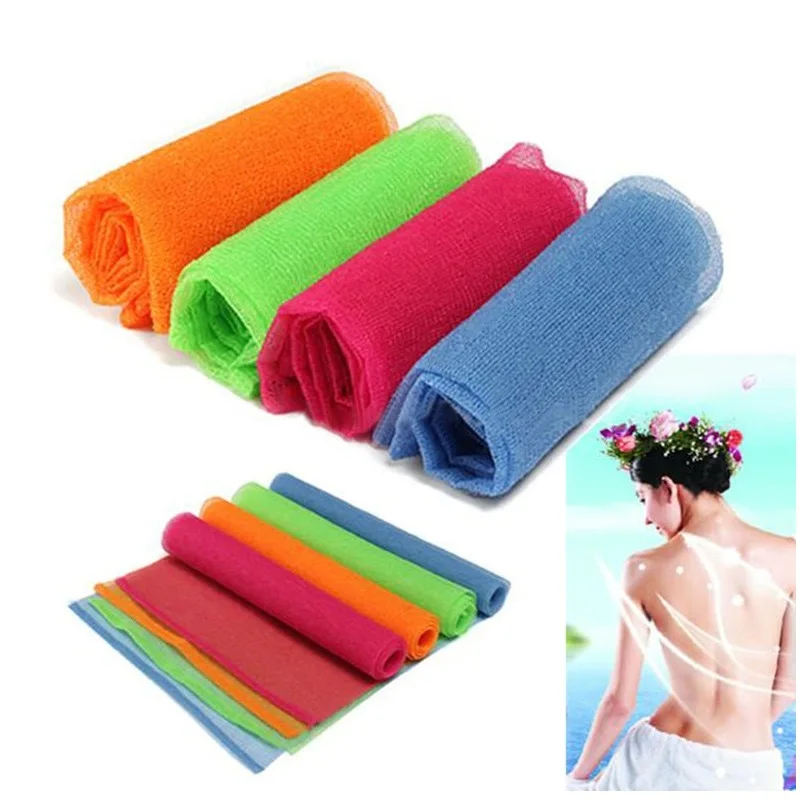 

Knitted Nylon Fabric Bath Towel, Shower Scrubbing Towel, Hard Washcloth, 6 Kinds Color, 2Pcs