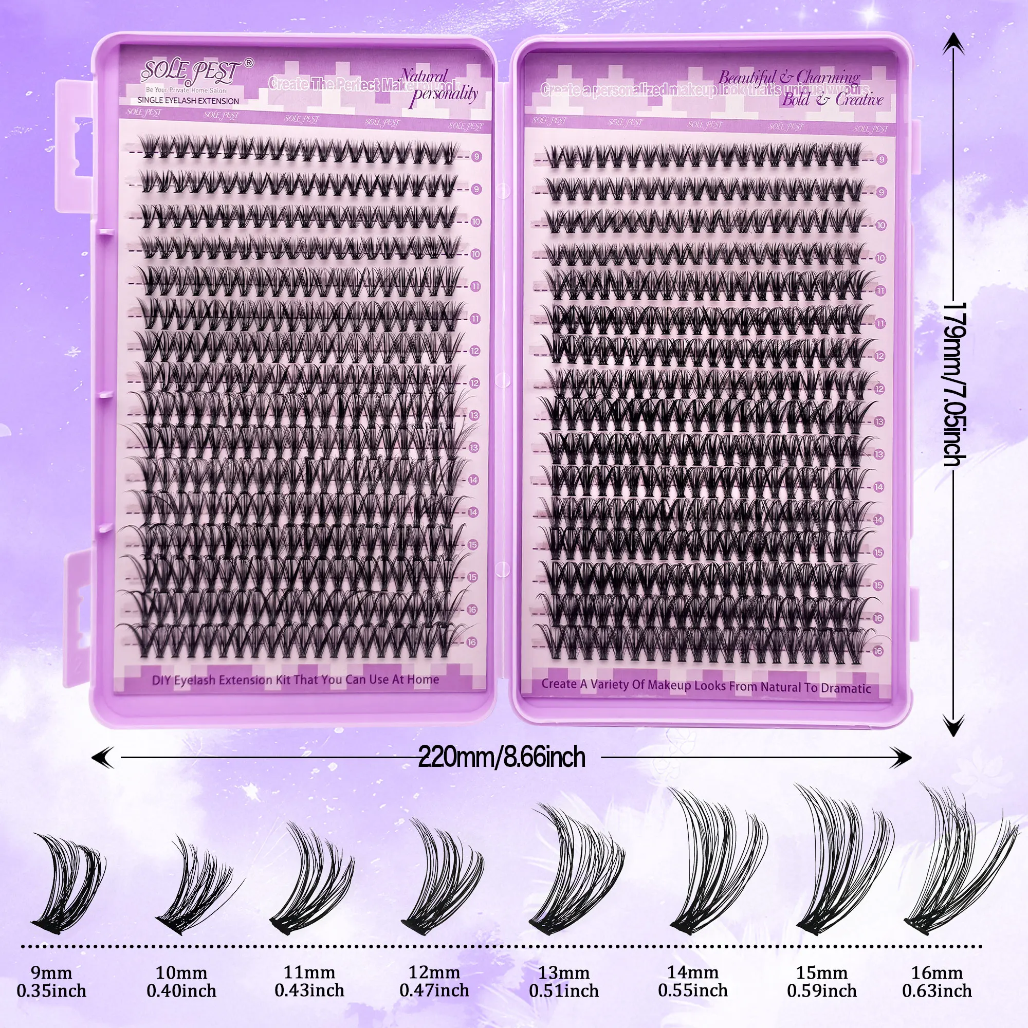 640 Bündel 30D+40D gewellter künstlicher Wimpern, leicht und angenehm, für einen natürlichen und einzigartigen Make-up-Effekt. – Detail 4