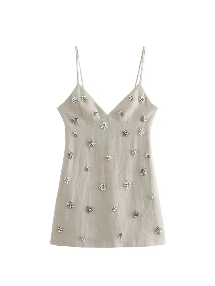 Elegancka damska sukienka bez rękawów, mini, w stylu vintage, na cienkich ramiączkach, letnia sukienka damska, Vestidos Mujer — zdjęcie 2