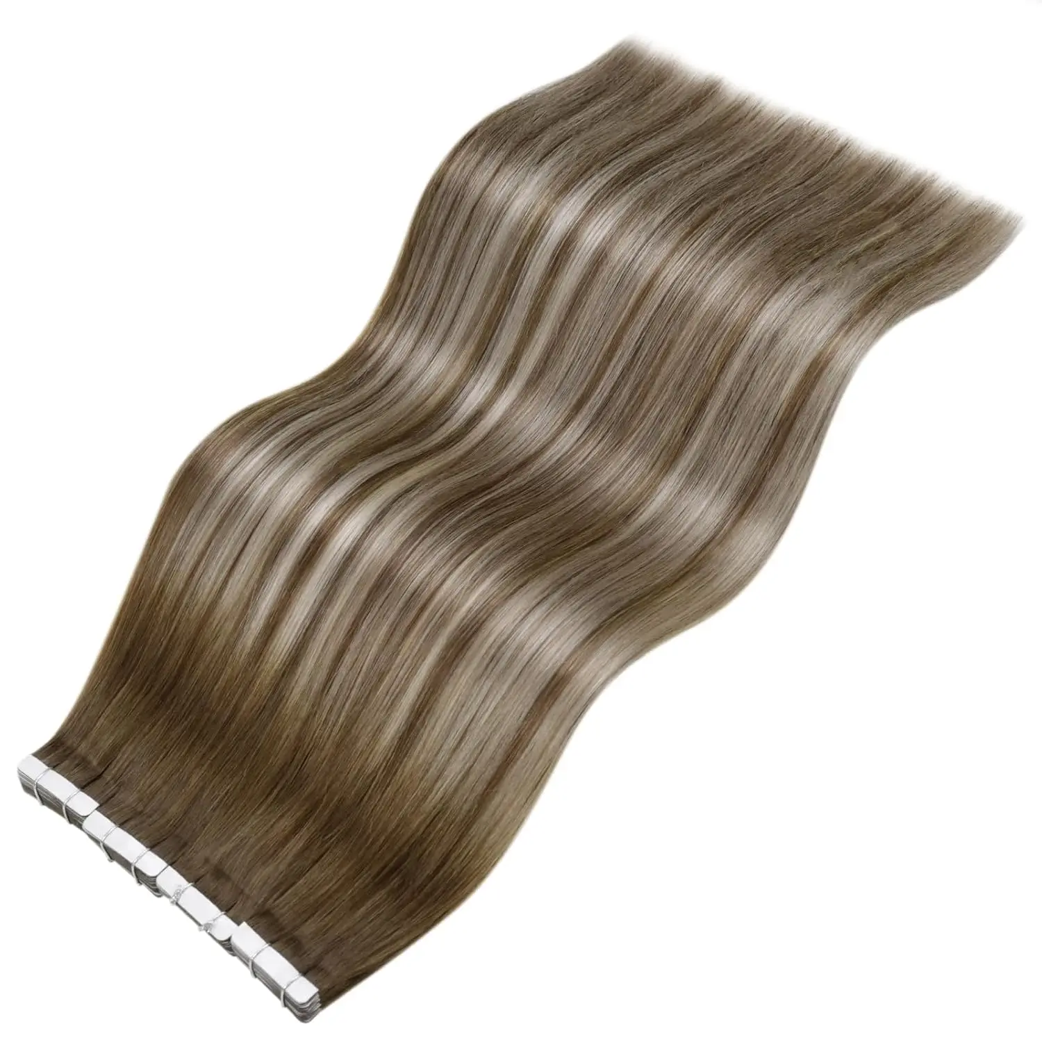 Laavoo Tape in Echthaar verlängerungen natürliche gerade Balayage Farbe brasilia nische Extensions brasilia nisches Echthaar band im Haar