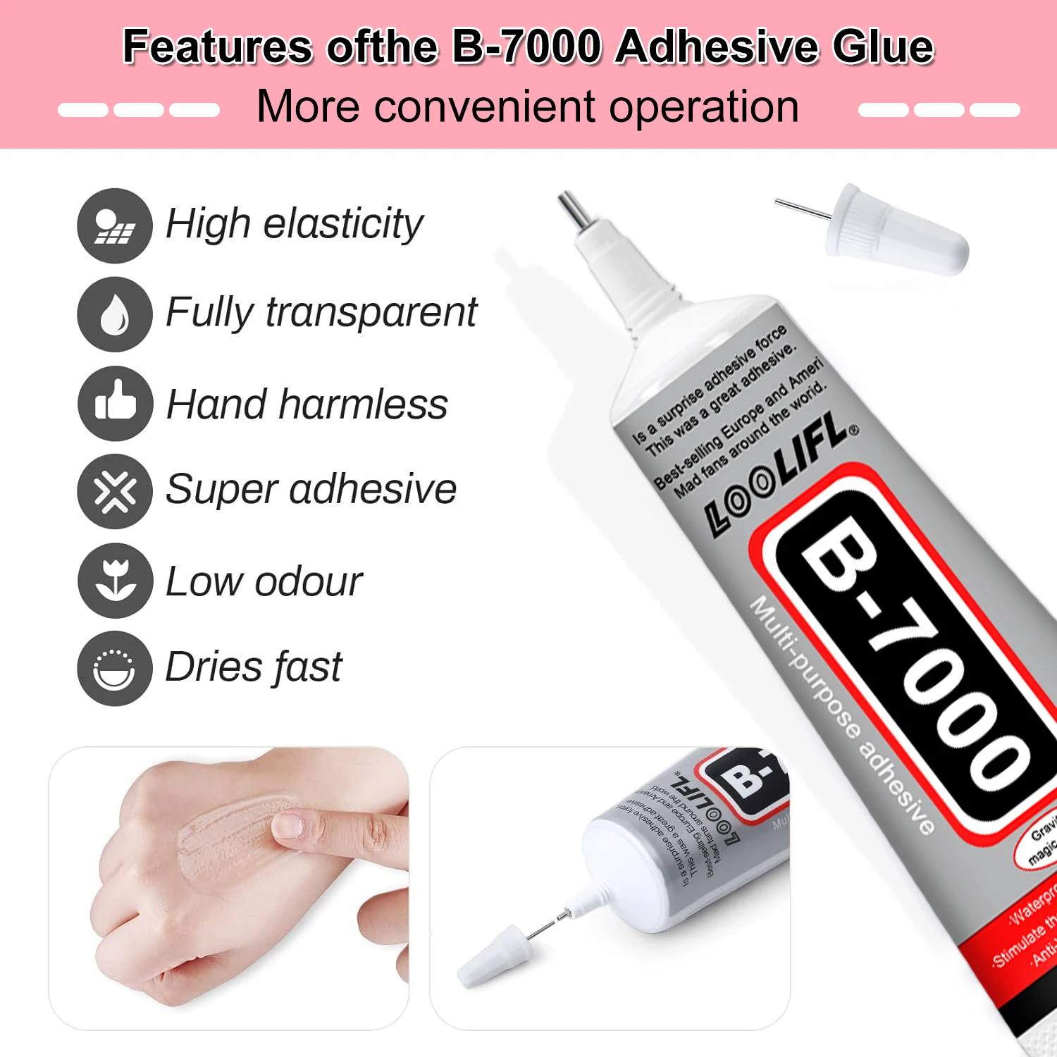 B-7000 super glue, transparent rhinestone crafts, DIY tools and B7000 high viscosity glue are safe, harmless and quick-drying. image 6