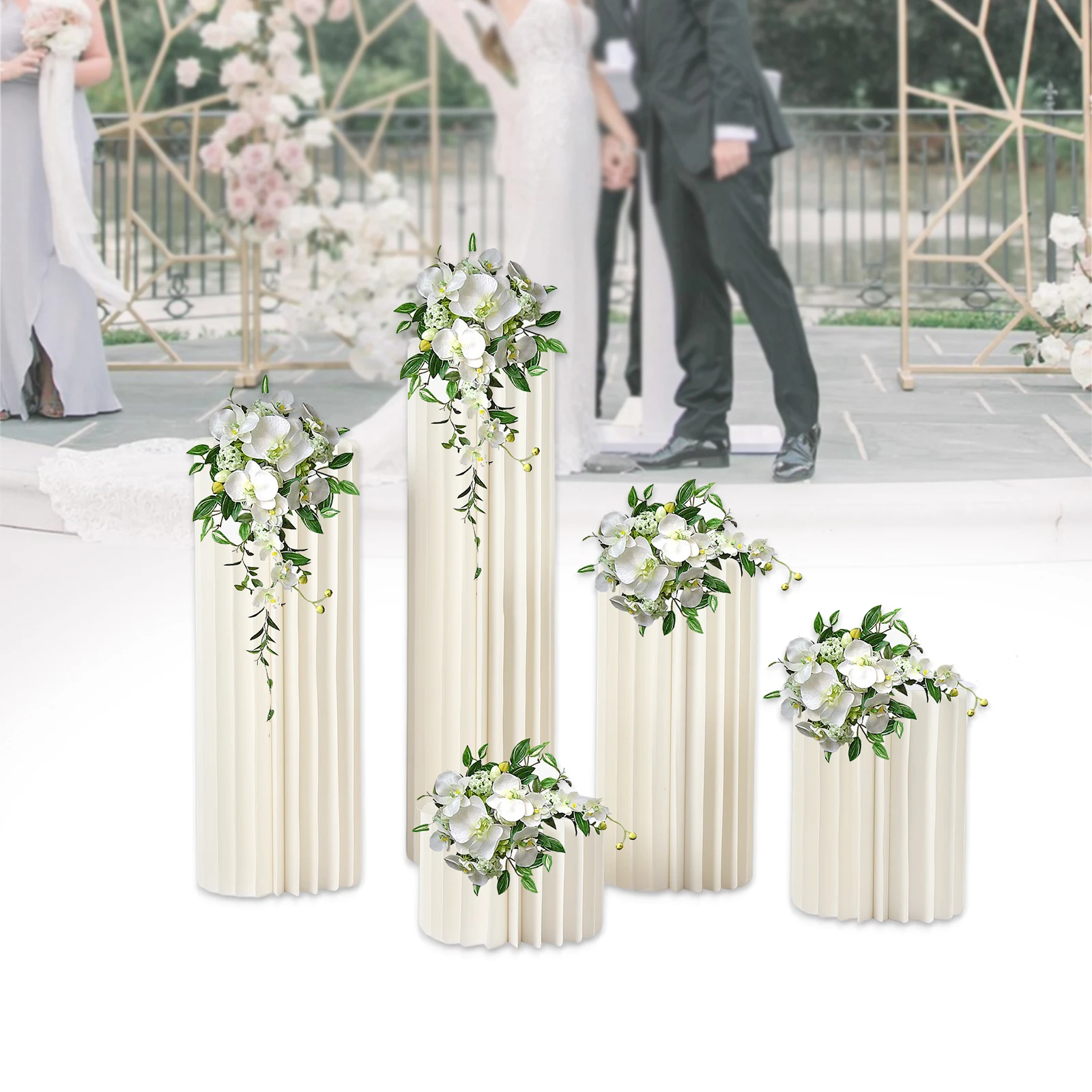 5 pezzi centrotavola per matrimonio in PVC set di vasi in cartone vaso di fiori fiori cilindro centrotavola supporto per decorazioni per tavoli da festa