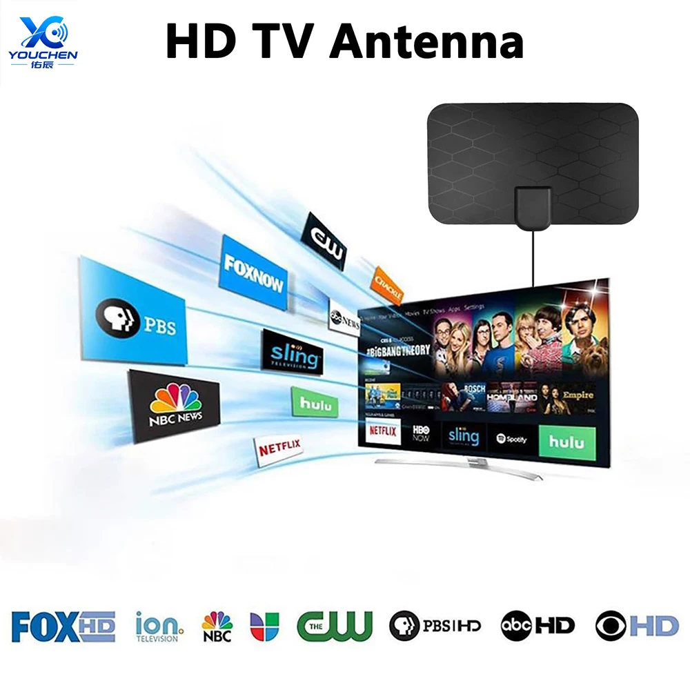 TV Digital Antenna for Smart TV Indoor,Portable HD Antenna Support 4K 1080p for Local Channels,Long Range Reception