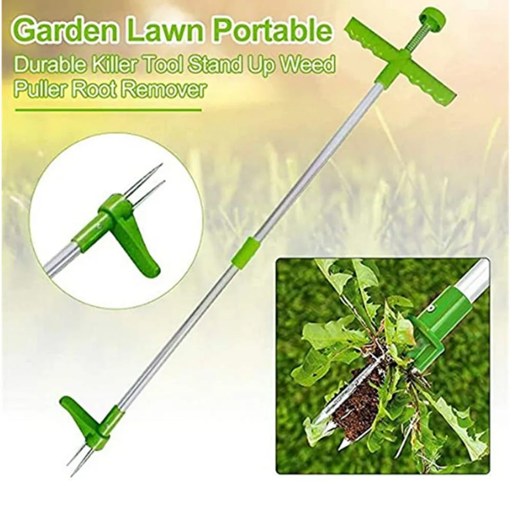 Root Remover Outdoor Weeder Portable Manual Garden Lawn Long Handled Aluminum Stand Up Weed Puller Lightweight with Foot Pedal