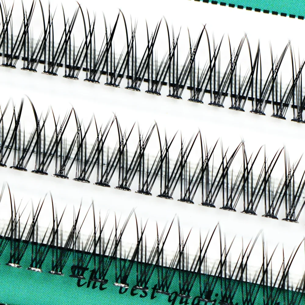 KIMCCI 120PCS Naturalne rzęsy wachlarzowe Wysokiej jakości jedwabne sztuczne rzęsy z rybim ogonem C/D Curl Dovetail Fly Eyelash Extension Makeu — zdjęcie 2