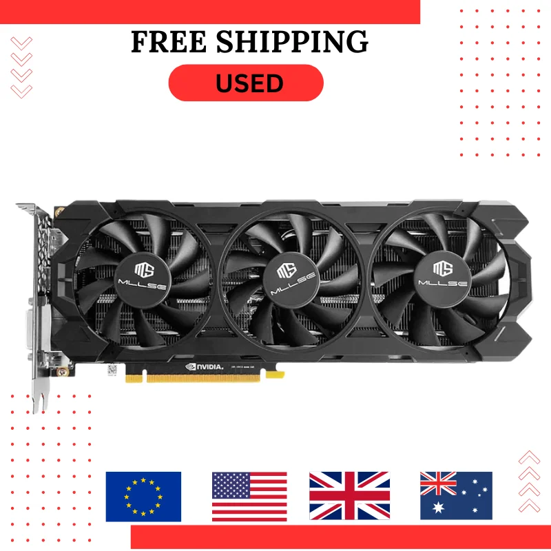 GEBRAUCHTE MLLSE Placa De Video NVIDIA GeForce GTX 1080 8 GB GDDR5X 256-Bit PCIe 3.0 x16 7 nm Desktop-Computer-Gaming-GPU