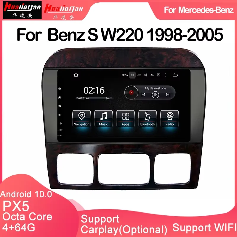 

Hualingan Android For Mercedes W220 Radio S Class S280 S320 S350 S400 S430 S500 S600 AMG 1998-2005 GPS WIFI 4G Carplay NO 2Din