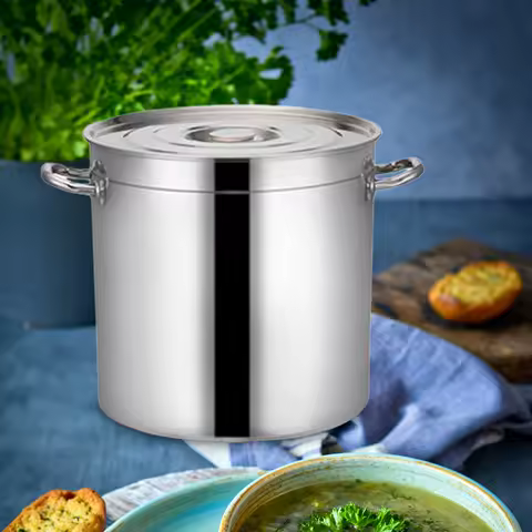 Stainless Steel Stockpot Induction Pots Oil Bucket Easy to Clean with Handle, Kitchen Soup Pot Canning Pasta Large Pot for Hotel