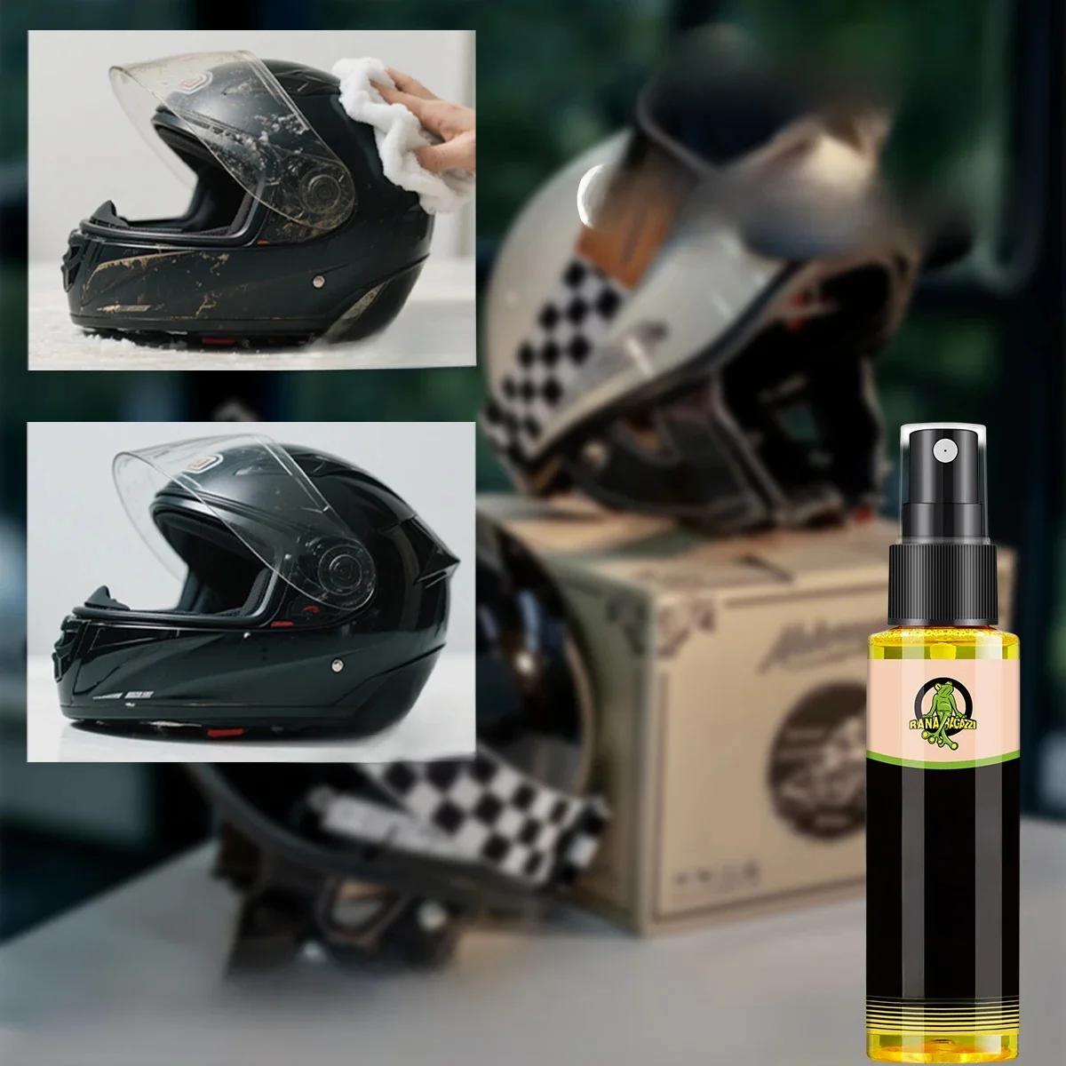 Nettoyant pour casque de moto, forte décontamination, pH neutre, nettoyant pour intérieur en agrumes naturels, Spray INCLEANSPY RG306