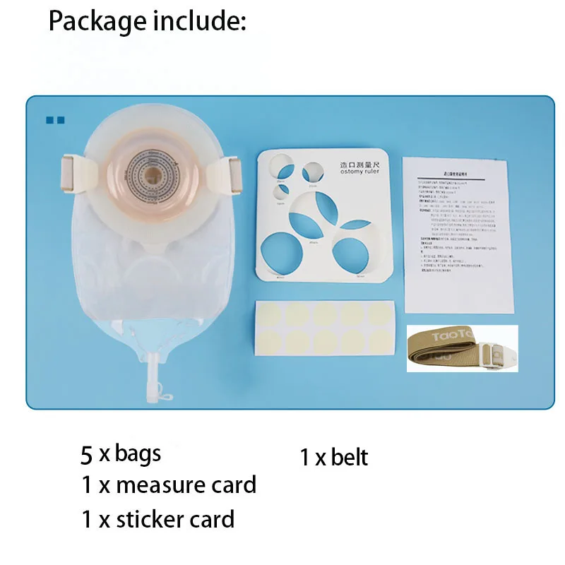 Convex Wafer Drainable Pouches,Waterproof Urostomy Stoma Bags 1 Piece System Cut-to-Fit（Max Cut 45mm）5PCS Hydrocolloid Barrier